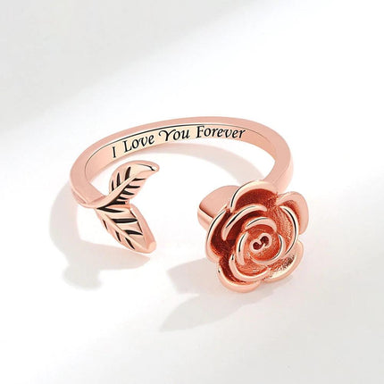 S925 Beautiful Rose Ring Spinner for Anxiety for Women Adjustable Gift for Girl - Viva Vista Store