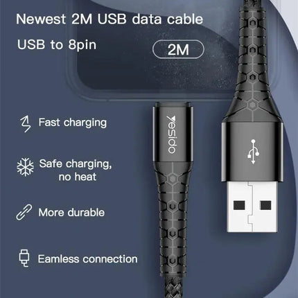 Nylon Braided 6.5ft Long 2.4A USB Phone Charging Cable - Viva Vista Store