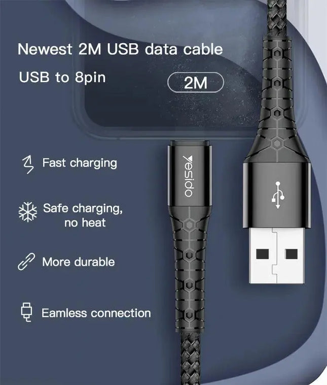 Nylon Braided 6.5ft Long 2.4A USB Phone Charging Cable - Viva Vista Store