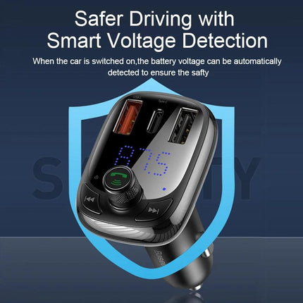 Baseus FM Transmitter Bluetooth 5.0 Handsfree Car Kit Audio MP3 Player With PPS QC3.0 QC4.0 5A Fast Charger Auto FM Modulator - Viva Vista Store