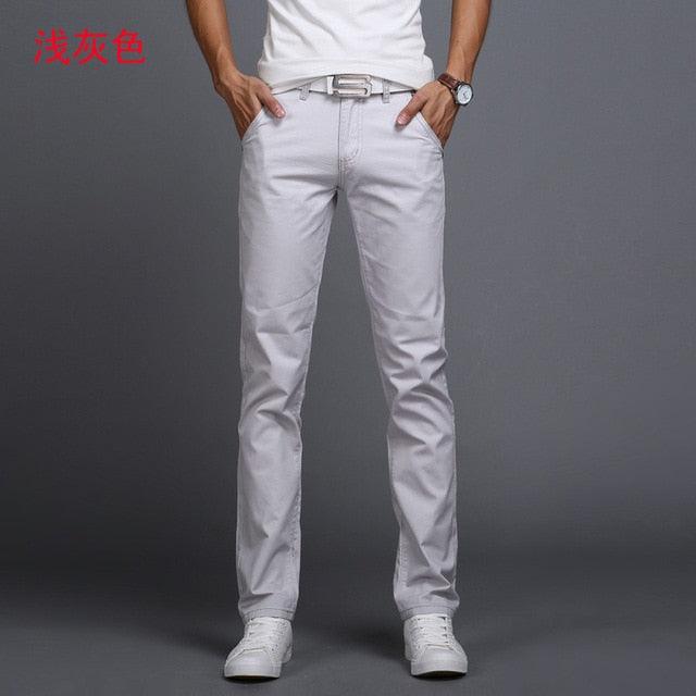 New Casual Pants Men Cotton Slim Fit Chinos Fashion Trousers Male Brand Clothing 8 colors Plus Size 28-38 - Viva Vista Store