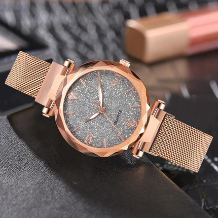 Rose Gold Women Watch 2021 Top Brand Luxury Magnetic Starry Sky Lady Wrist Watch Mesh Female Clock For Dropship relogio feminino - Viva Vista Store