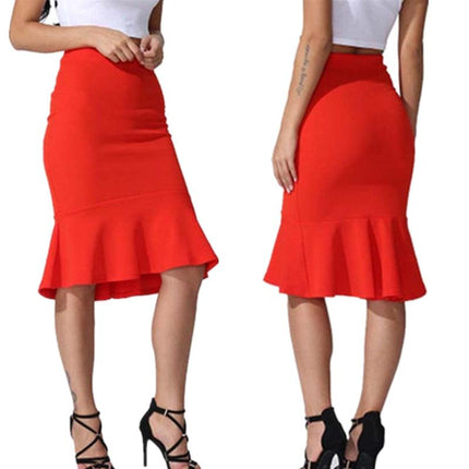 New Skirts Hot Sale Women's Spring Autumn Elastic High Waist Ruffles Skirts Woman Hip Trumpet Skirt Mermaid - Viva Vista Store