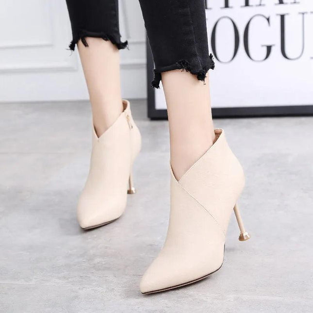 New Sexy Pointed  Fashion Boots European And American Stiletto Platform Nude  Women High Heel Boots - Viva Vista Store