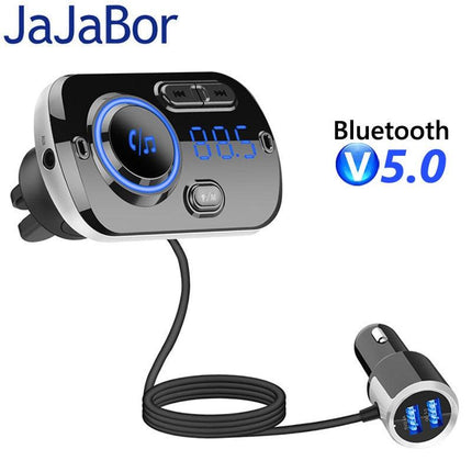JaJaBor Bluetooth 5.0 Carkit Handsfree FM Transmitter AUX Audio Car Player A2DP Wireless Car MP3 Player Support TF Card Playback - Viva Vista Store