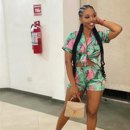 Flower Print Two Piece Short Set - Viva Vista Store