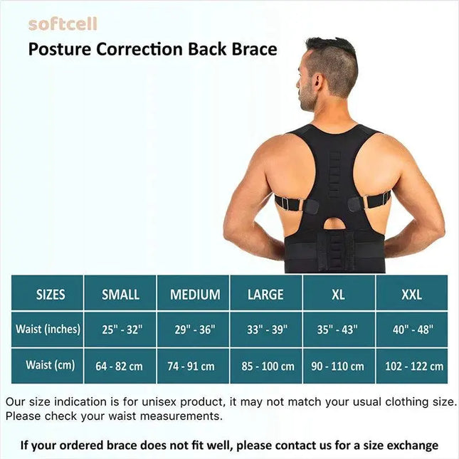 Magnetic therapy posture corrector brace supporter shoulder back support belt menwomen braces and support belt shoulder posture - Viva Vista Store