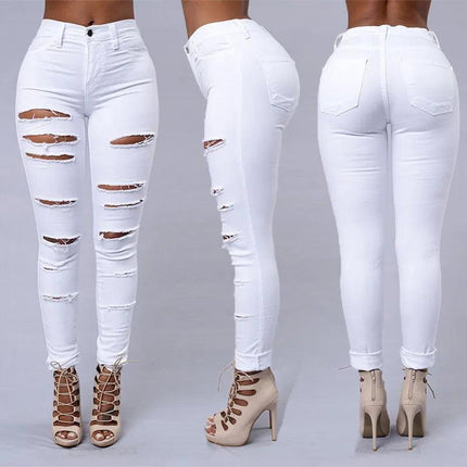 Hot sale ripped jeans for women sexy skinny denim jeans fashion street casual pencil pants female spring and summer clothing - Viva Vista Store