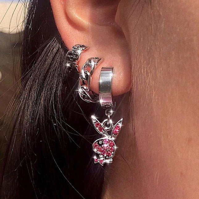 Y2K Rhinestone Rabbit Earrings - Viva Vista Store