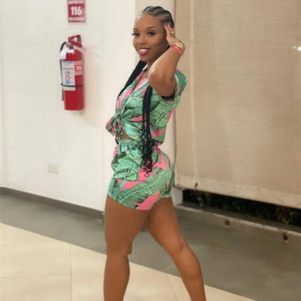 Flower Print Two Piece Short Set - Viva Vista Store