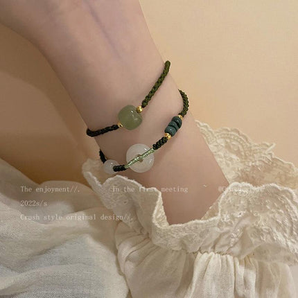 New Chinese style Ping An buckle woven bracelet female ins niche design couple bracelet retro temperament adjustable bracelet - Viva Vista Store