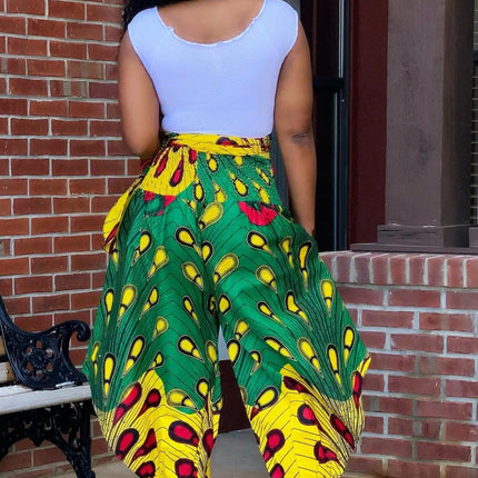 S0009 European and American women's new style cross-border foreign trade Amazon positioning printing to attract wide-leg pants and casual pants - Viva Vista Store