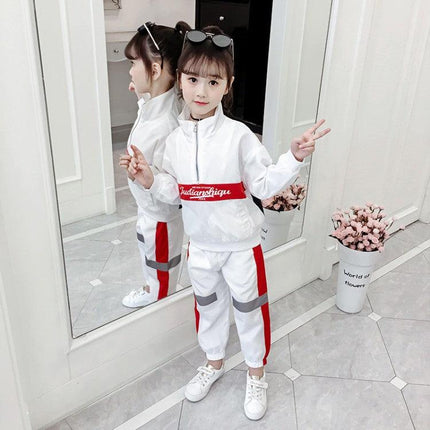 Girls' autumn set 2021 new foreign Korean version of white children spring and autumn big girl net red hipster sports - Viva Vista Store