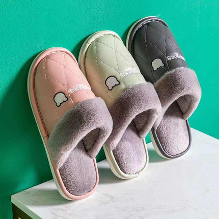 Couples cotton slippers female autumn and winter indoor soft bottom home warm thick bottom non-slip male floor grungstone shoes - Viva Vista Store