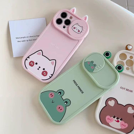 Small animal pink cat green frog bear DIY push window suitable for iphone12/13/14promax mobile phone case apple x - Viva Vista Store
