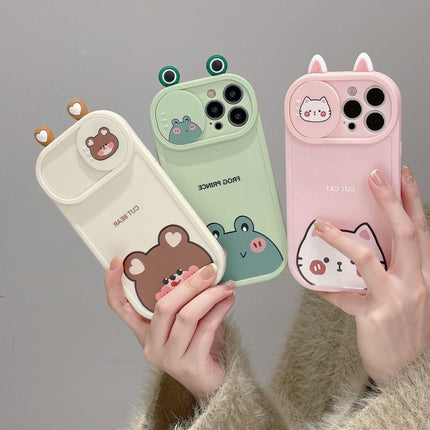 Small animal pink cat green frog bear DIY push window suitable for iphone12/13/14promax mobile phone case apple x - Viva Vista Store
