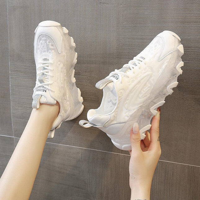 Old shoes female 2021 summer new net red INS tide mesh mesh breathable thick bottom Korean single shoes women - Viva Vista Store