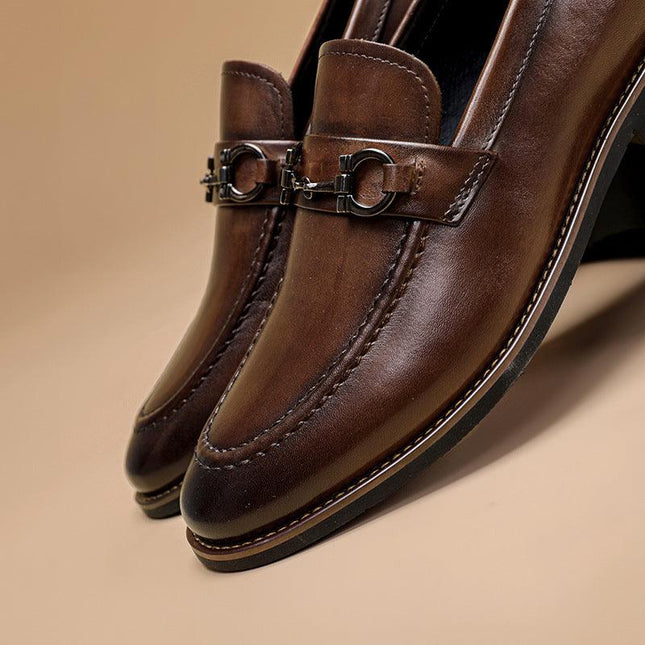 Summer new horse rack Loff shoes men's handmade leather retro British men's shoes a foot casual single shoes - Viva Vista Store