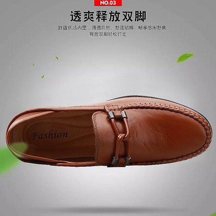 Men's fashion British wind breathable shoes round head light business casual shoes - Viva Vista Store