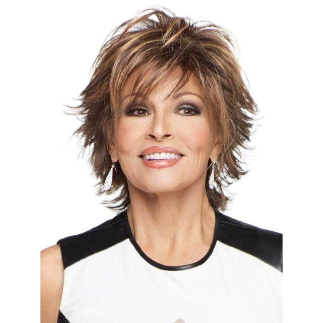 Factory direct sales of foreign trade wigs. Women's short hair, upturned, mixed color wigs, brown and gold intermediate color wigs, one piece of hair - Viva Vista Store