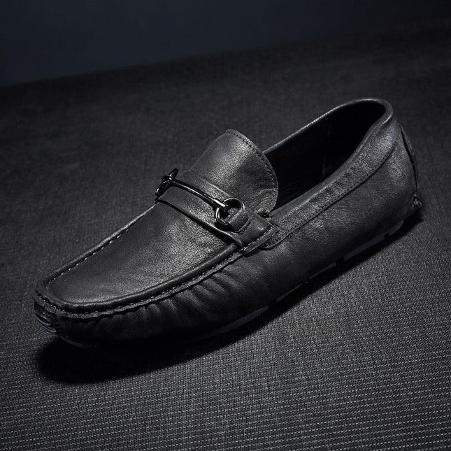 Real permea beans men's men's British soft bottom casual men's shoes a foot lazy shoes men's summer shoes Laofu shoes - Viva Vista Store