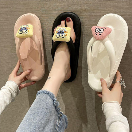 Cartoon flip-flops women's flat-bottomed outerwear in the spring of 2023 new cute lazy people's home non-slip sandals - Viva Vista Store