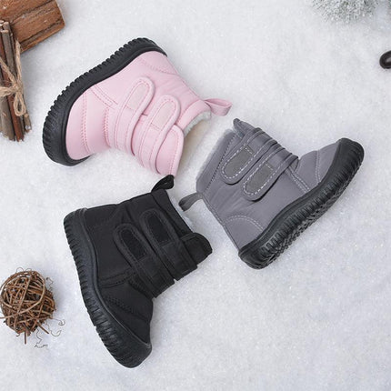 Winter new velcro velvet children's snow boots Korean version of casual cotton shoes soft sole warm cotton boots for boys and women - Viva Vista Store