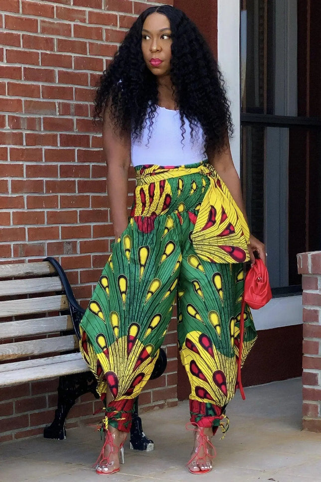 S0009 European and American women's new style cross-border foreign trade Amazon positioning printing to attract wide-leg pants and casual pants - Viva Vista Store