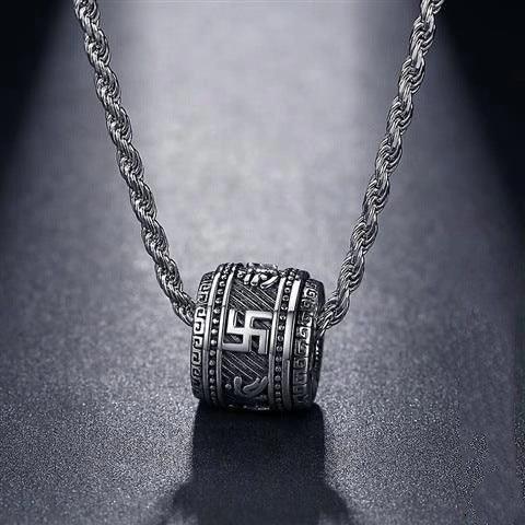 Fortune transfer bead pendant six-character mantra men's and women's necklace tide personality versatile sweater string couple S925 silver - Viva Vista Store