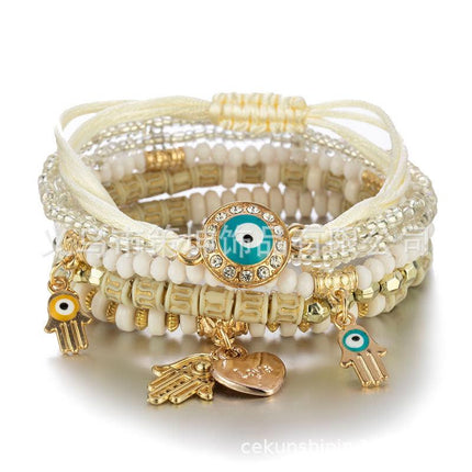 Factory direct supply Bohemian style hot selling handmade beaded fashion eyes rice beads temperament multi-layer bracelet - Viva Vista Store