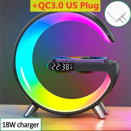 Multifunctional Wireless Charger Stand Alarm Clock Speaker APP RGB Light Fast Charging Station for iPhone X 11 12 13 14 Samsung - Viva Vista Store