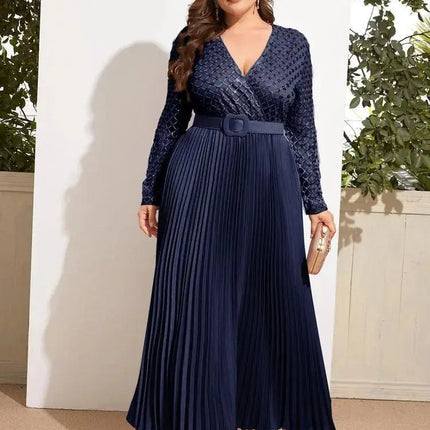 Elegant Plus Size Bright Silk Ruched Maxi Dresses Women Luxury Waistband Evening Party Clothing Night Club Dress Female Outfits - Viva Vista Store