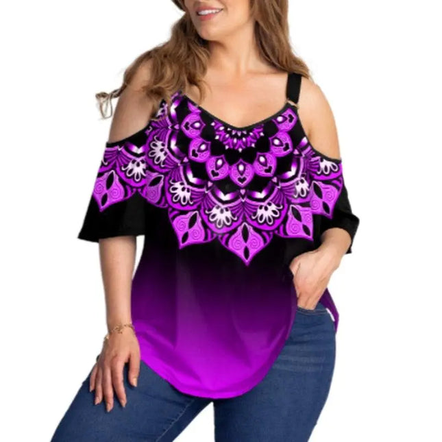 Luxury Brand Plus Size Women'S Blouses Chubby Elegant Female Blouses Chic Boho Print Woman Tunic Tops Large Size Women'S T-Shirt - Viva Vista Store