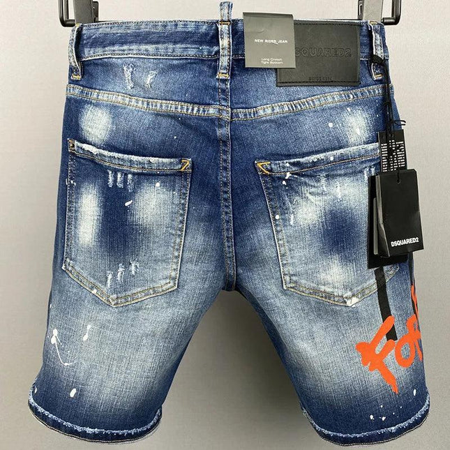 Men Ripped Denim Shorts Italian Luxury Brand Dsq Blue Jeans Shorts Men Cotton Stretch Shorts Jeans New Summer Male Fashion Jeans - Viva Vista Store