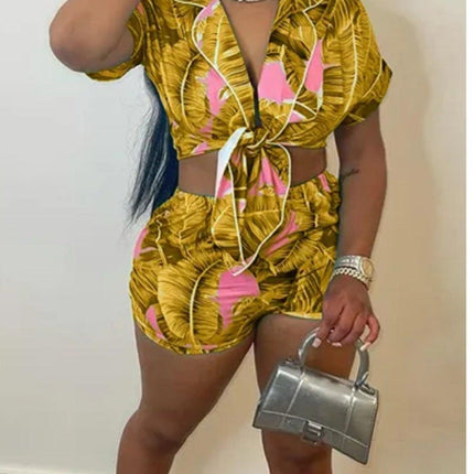 Flower Print Two Piece Short Set - Viva Vista Store