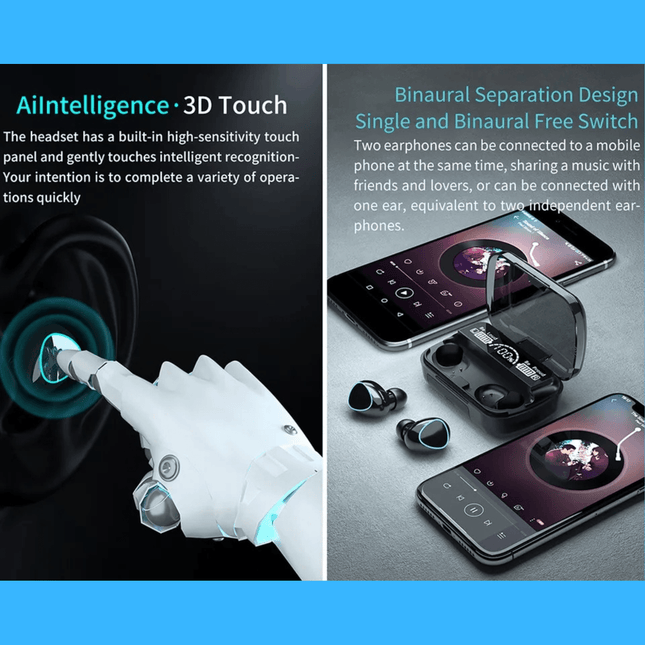 M10 Wireless Headphone Bluetooth Earphones Waterproof Earpieces Sport Earbuds For Huawei Iphone OPPO Xiaomi TWS Music Headset - Viva Vista Store