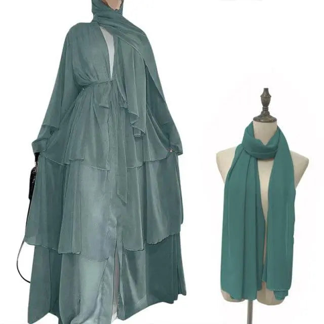 Chiffon Open Abaya Dubai Kaftan Women Dresses - Viva Vista Store