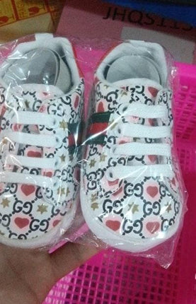 Designer Dupe Striped Baby Shoe Pearl Infant walker Baby Toddler crib shoes - Viva Vista Store