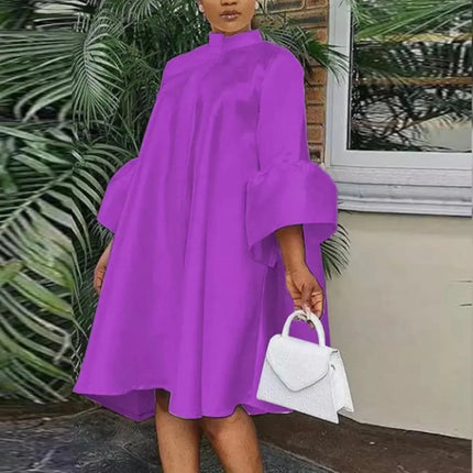 Elegant Puff Sleeves Dress - Viva Vista Store
