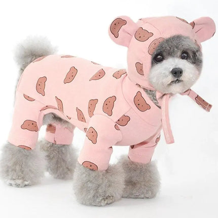 Cotton Pet Clothes Bear Pattern Dog Pajamas Jumpsuit 4 Legs Coat O-neck Tshirt Sweatshirt Set Pajamas Overalls Puppy Cat Clothes - Viva Vista Store