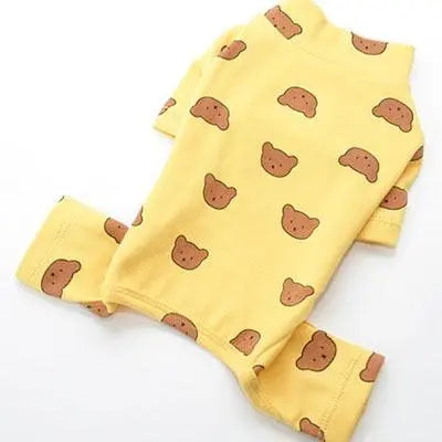 Cotton Pet Clothes Bear Pattern Dog Pajamas Jumpsuit 4 Legs Coat O-neck Tshirt Sweatshirt Set Pajamas Overalls Puppy Cat Clothes - Viva Vista Store