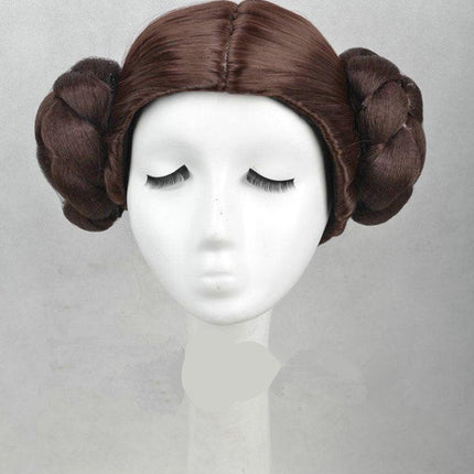 Star Wars Princess Leia Organa Solo Wig Short Brown Costume Hair With Two Buns Cosplay - Viva Vista Store